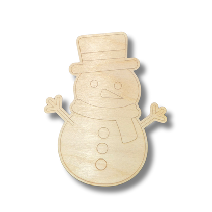 Unfinished Wood Etched Snowman Shape | Paint By Line Crafts | up to 30" DIY