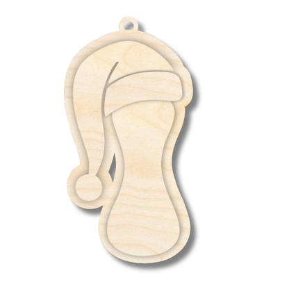 Unfinished Wood Layered Letter Santa Hat Tags | A-Z | 4 Piece | 6" Tall | 1/8" Wood | Wood Craft DIY