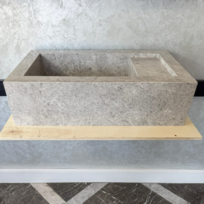 Custom Marble Sink, Handmade Custom Tundra Grey Marble Sink, Marble Vanity Top Sink, Sink For Bathroom, Marble Vessel Sink,Marble Countertop (NS-066)