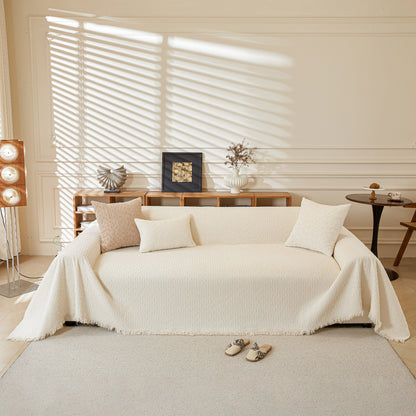 Textured Throw Blanket with 3D Dobby Weave, Minimalist Furniture Protector for Couch
