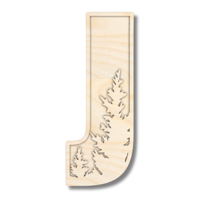 Unfinished Wood Layered Themed Letters | Pine Trees | A-Z | 2 Piece | up to 24"
