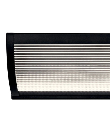 Roone 34"W 1-Light LED Vanity Bath Light Matte Black Finish, Clear Ribbed Shade by Kichler