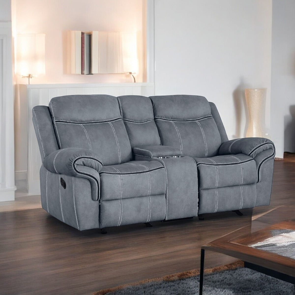 Zubaida - Two Tone Recliner Loveseat With USB Port Console