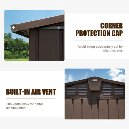 [11X12FT] Alora Outdoor Backyard Storage Metal Shed With Galvanized Steel Frame, Windows, And Lockable Doors (SAK60167)