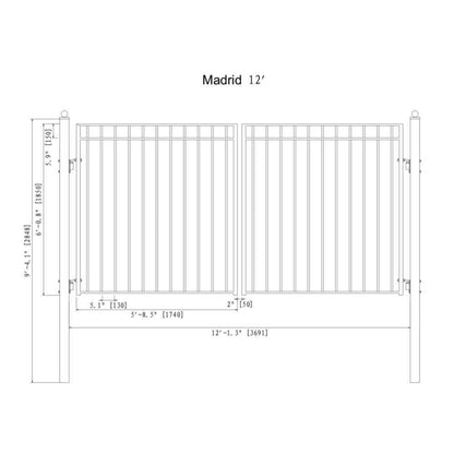 [12-18FT] Heavy-Duty Madrid-Style Premium Steel Dual-Swing Driveway Gate (SAK38546)