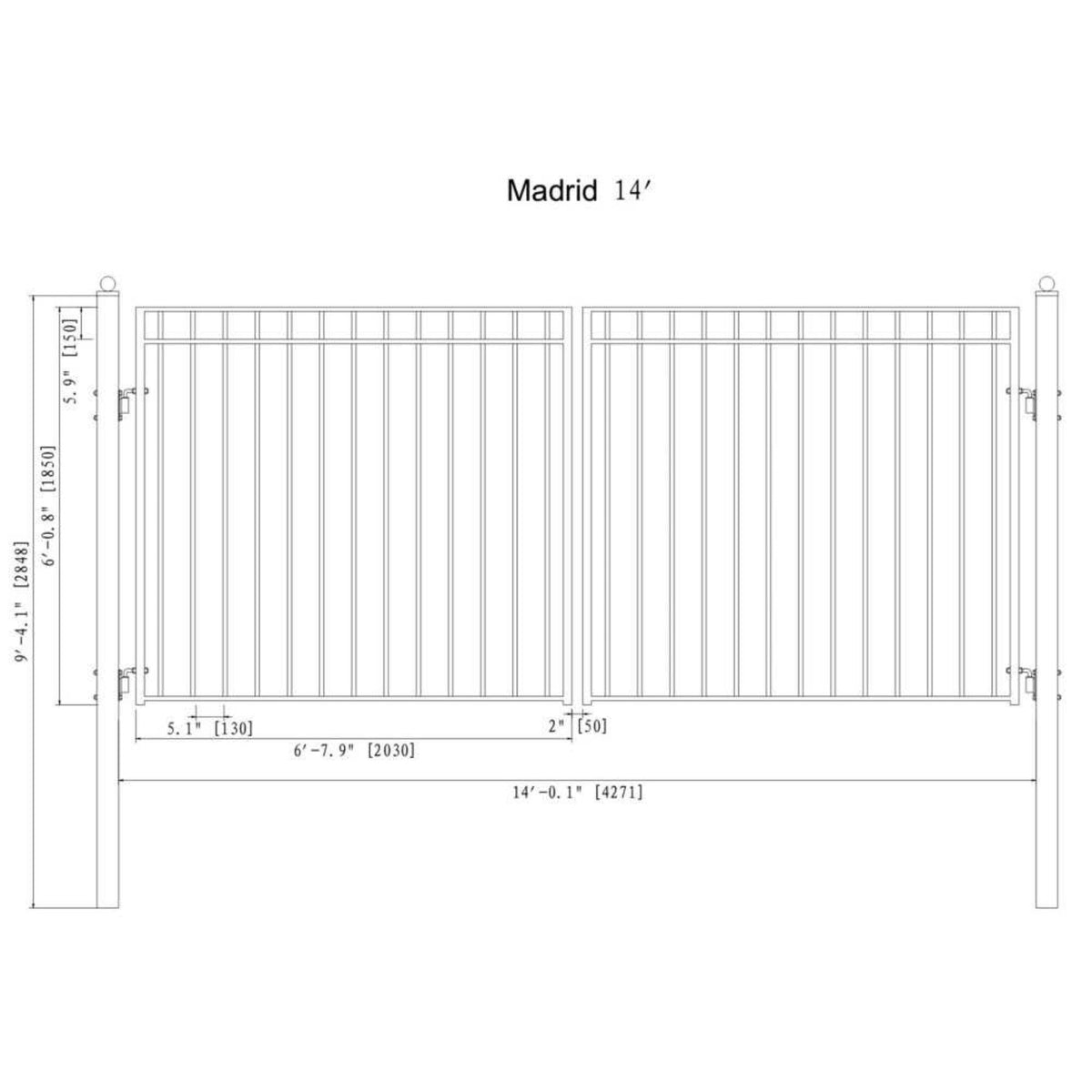 [12-18FT] Heavy-Duty Madrid-Style Premium Steel Dual-Swing Driveway Gate (SAK38546)