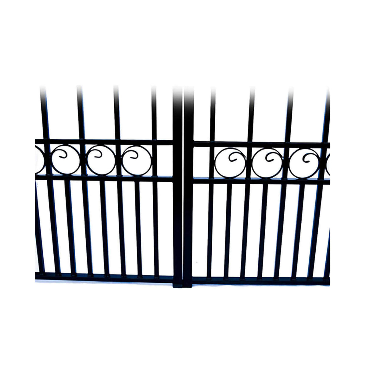 [12-18FT] Heavy-Duty London-Style Powder-Coated Galvanized Steel Dual-Swing Driveway Gate (SAK48520)