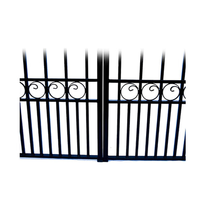 [12-18FT] Heavy-Duty London-Style Powder-Coated Galvanized Steel Dual-Swing Driveway Gate (SAK48520)
