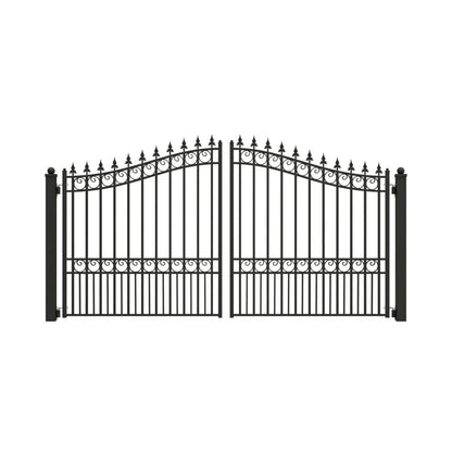 [12-18FT] Heavy-Duty London-Style Powder-Coated Galvanized Steel Dual-Swing Driveway Gate (SAK48520)
