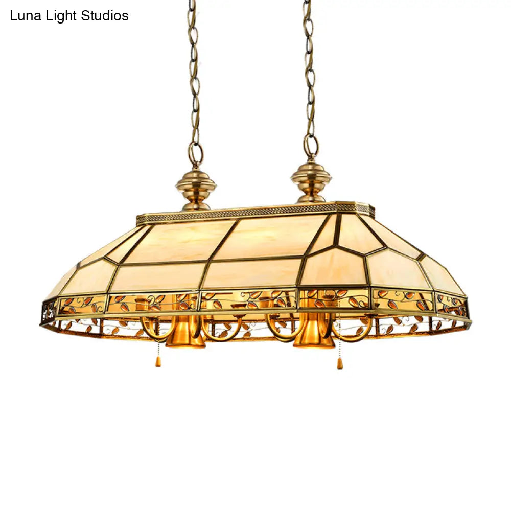 DecorBites™ 12 Bulbs Faceted Colonial Gold Island Lighting with Frosted Glass Suspension Lamp for Restaurants