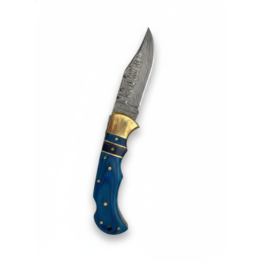 Blue Ridge Damascus Folding Knife - TK-433