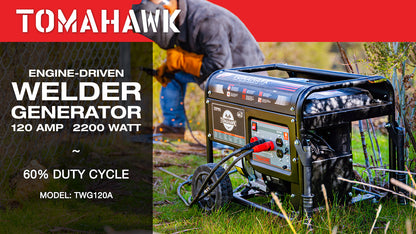 120 Amp Engine Driven Welder Generator 2200 Watt 7 HP Gas Powered