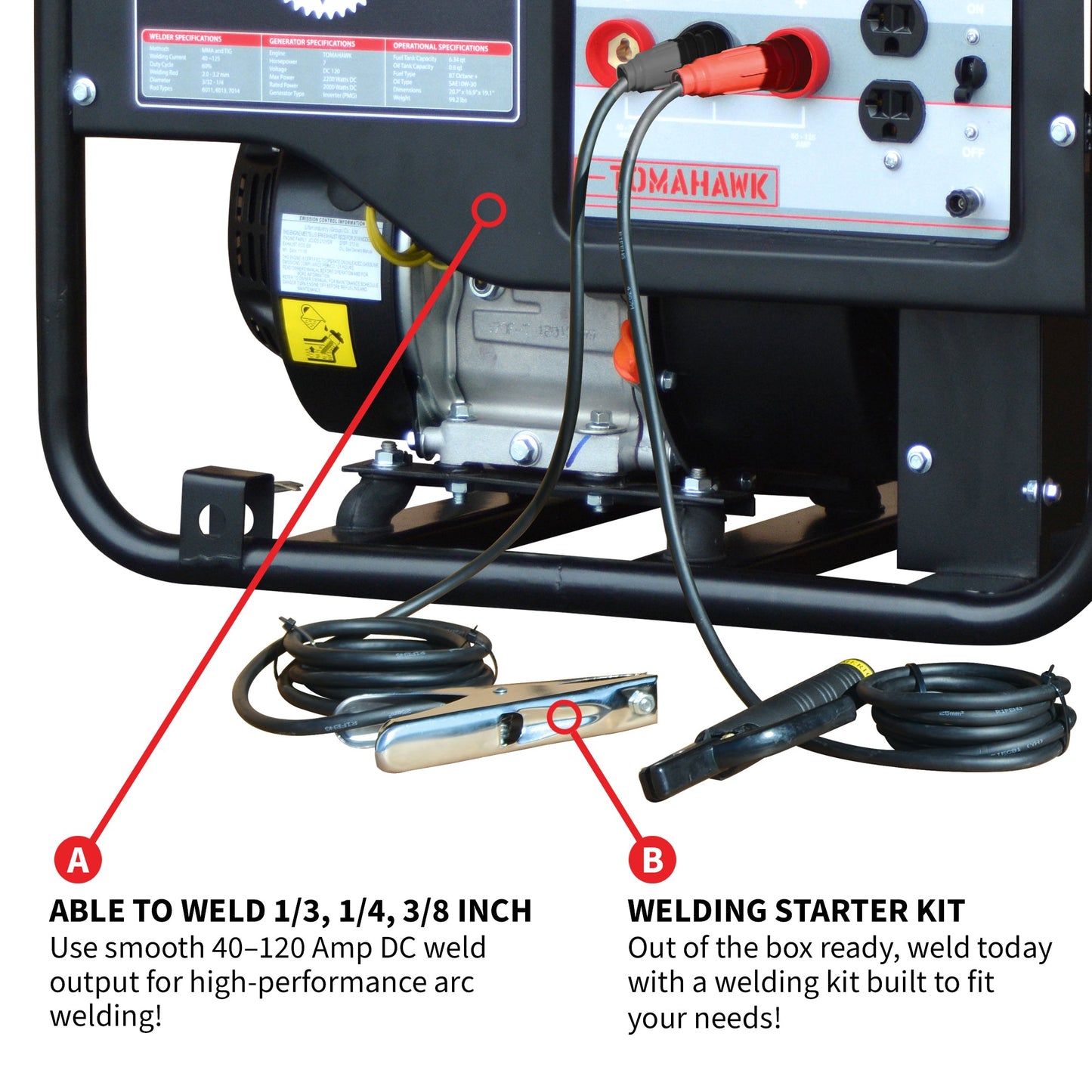 120 Amp Engine Driven Welder Generator 2200 Watt 7 HP Gas Powered