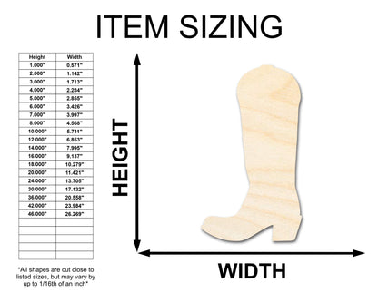 Unfinished Wood Cowgirl Boot Shape - Craft - up to 46" DIY