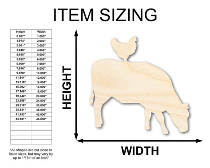 Unfinished Wood Cow Chicken Shape - Craft - up to 46" DIY