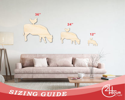Unfinished Wood Cow Chicken Shape - Craft - up to 46" DIY
