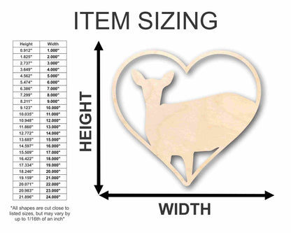 Unfinished Wood Doe Heart Silhouette - Craft- up to 46" DIY