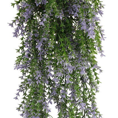 Purple and Green Willow Leaf Garland Artificial Hanging Bush 7.8×30in – NFPA 701 Certified – UV Resistant