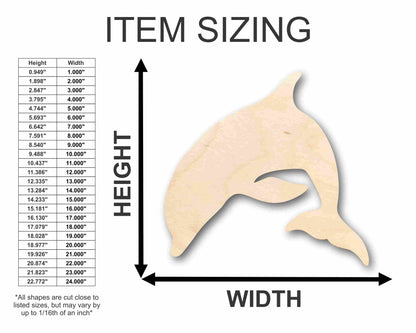 Unfinished Wood Dolphin Silhouette - Craft- up to 46" DIY