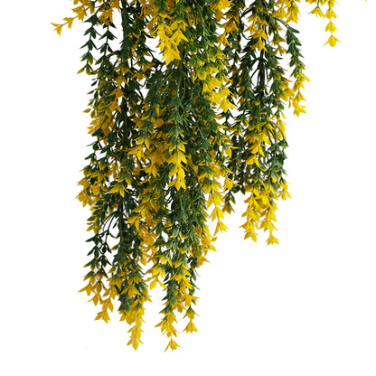 Yellow and Green Willow Leaf Garland Artificial Hanging Bush  7.1×30in – NFPA701 Fire Rated – UV Resistant