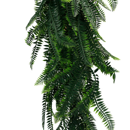 Dense Boston Fern Garland Artificial Hanging Bush 10.6×33in – NFPA701 Fire Rated – UV Resistant