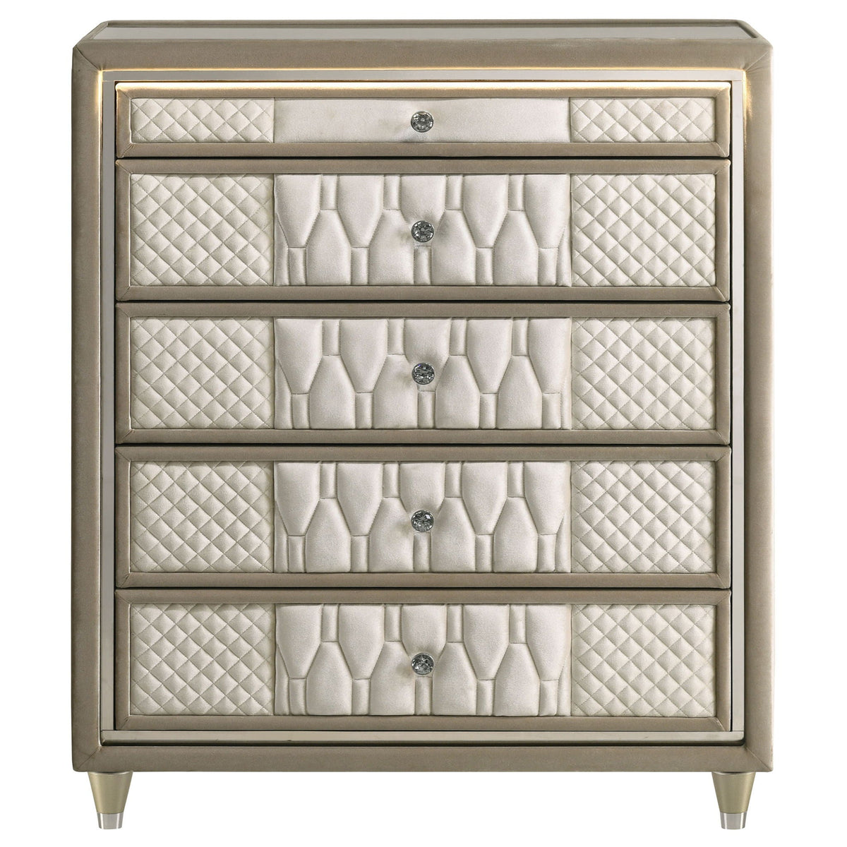 Lorient 5-drawer LED Chest of Drawers Ivory and Camel