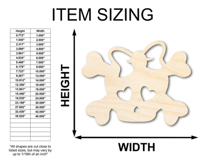 Unfinished Wood Girl Skull Shape | Craft Cutout | up to 46" DIY