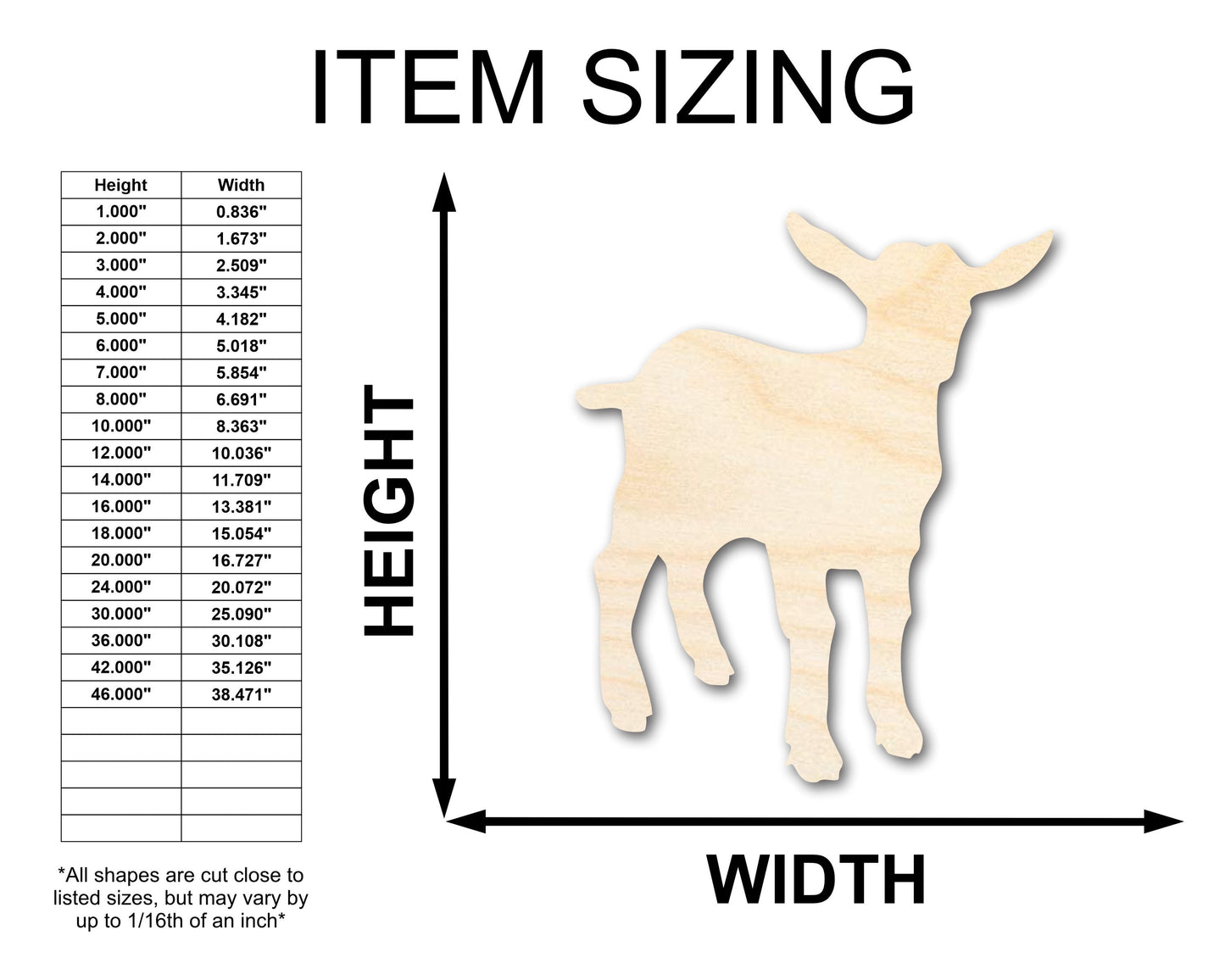Unfinished Wood Goat Shape - Farm Animal Craft - up to 46" DIY