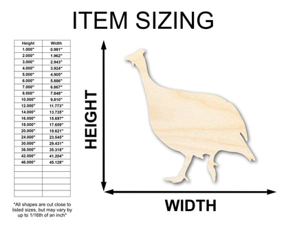 Unfinished Wood Guinea Fowl Shape - Craft - up to 46" DIY