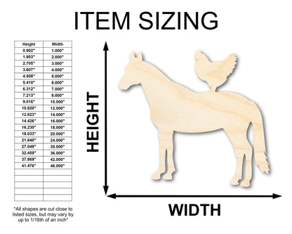 Unfinished Wood Horse and Chicken Shape - Farm Craft - up to 46" DIY