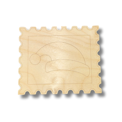 Unfinished Wood Etched Santa Hat Stamp Shape | Paint By Line Crafts | up to 30" DIY