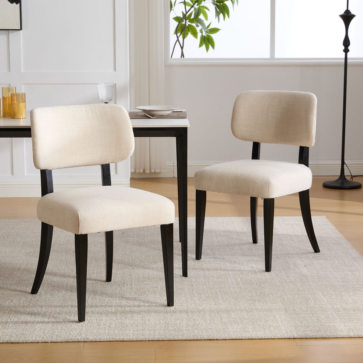 Kitchen Dining Chairs (Set of 2) - Cream