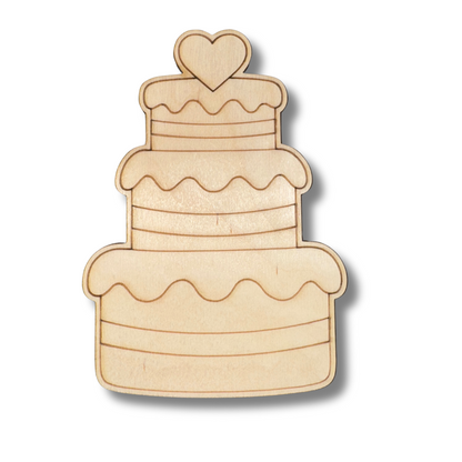 Unfinished Wood Etched Wedding Cake Shape | Paint By Line Crafts | up to 30" DIY