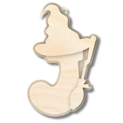 Unfinished Wood Layered Letter Halloween Witch Tags | A-Z | 3 Piece | 6" Tall | 1/8" Wood | Wood Craft DIY