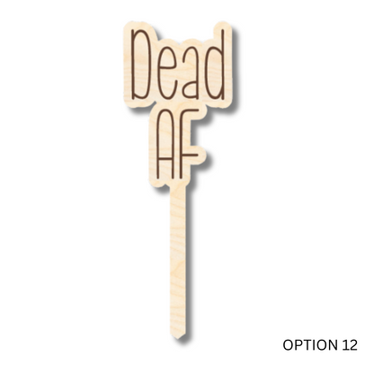 Unfinished Wood Funny Plant Stakes | 24 Options | 5" Tall | 1/8" Wood | Wood Craft Cutout