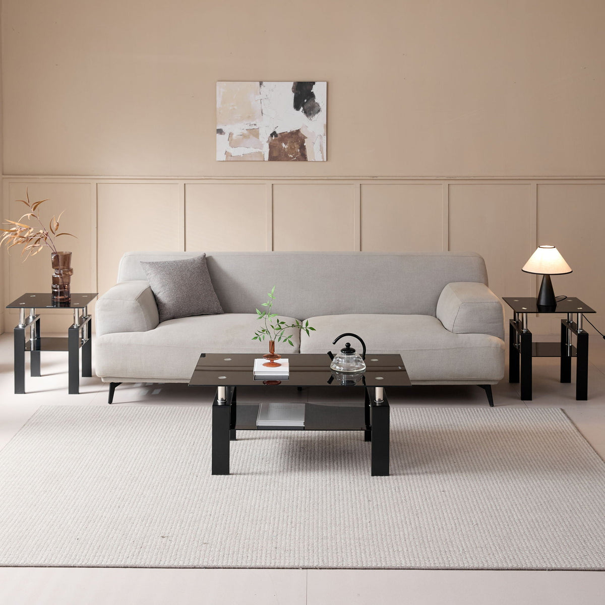 Tempered Glass Table With Storage