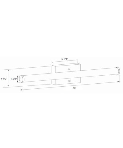 36"W 1-Light LED Round Linear Bath Vanity Light Fixture Brushed Nickel Finish