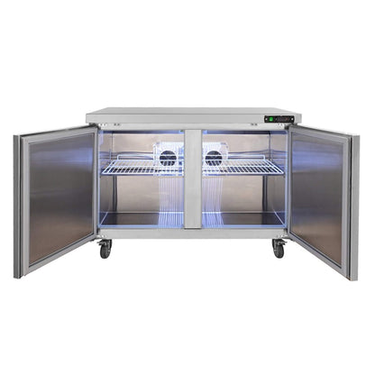 12.9 Cu.Ft 2-Door Commercial Stainless Steel Worktop Undercounter Refrigerator, 48" (SAK13725)