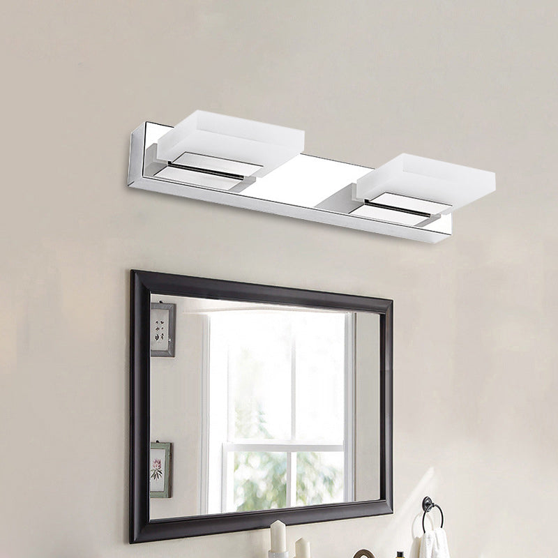 DecorBites™ Chrome Wall Sconce with Brick Acrylic Shade for Bathroom Vanity - Choose from 2/3/5 Warm White Lights