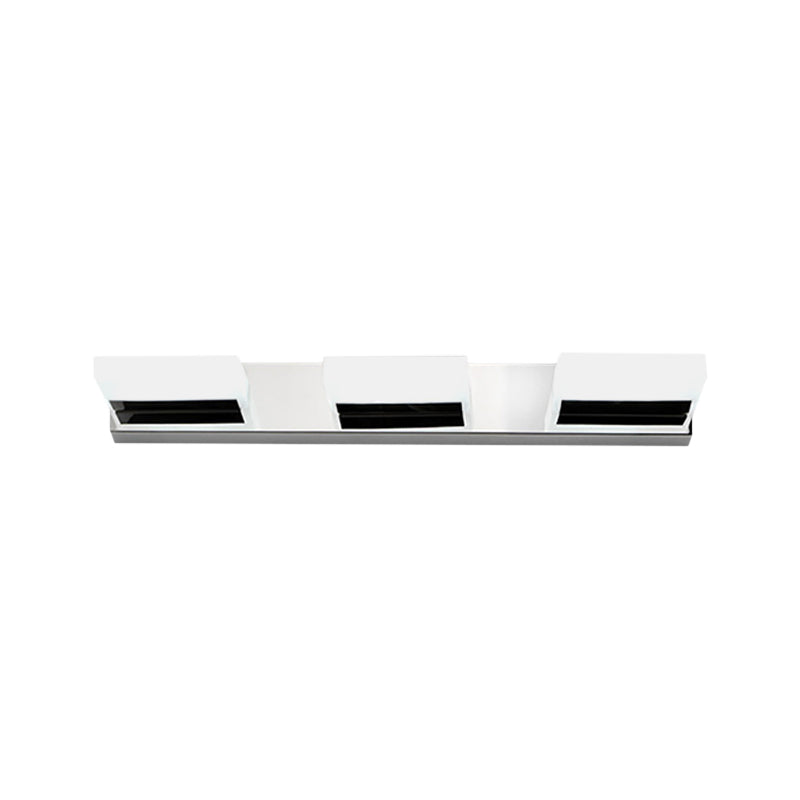 DecorBites™ Chrome Wall Sconce with Brick Acrylic Shade for Bathroom Vanity - Choose from 2/3/5 Warm White Lights