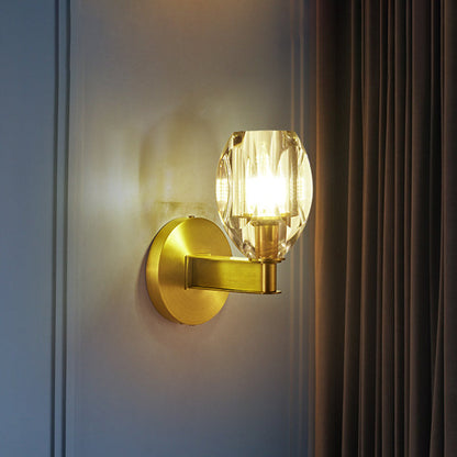 DecorBites™ Oval Crystal Wall Light Fixture with 1 Bulb, Contemporary Design, Gold Finish