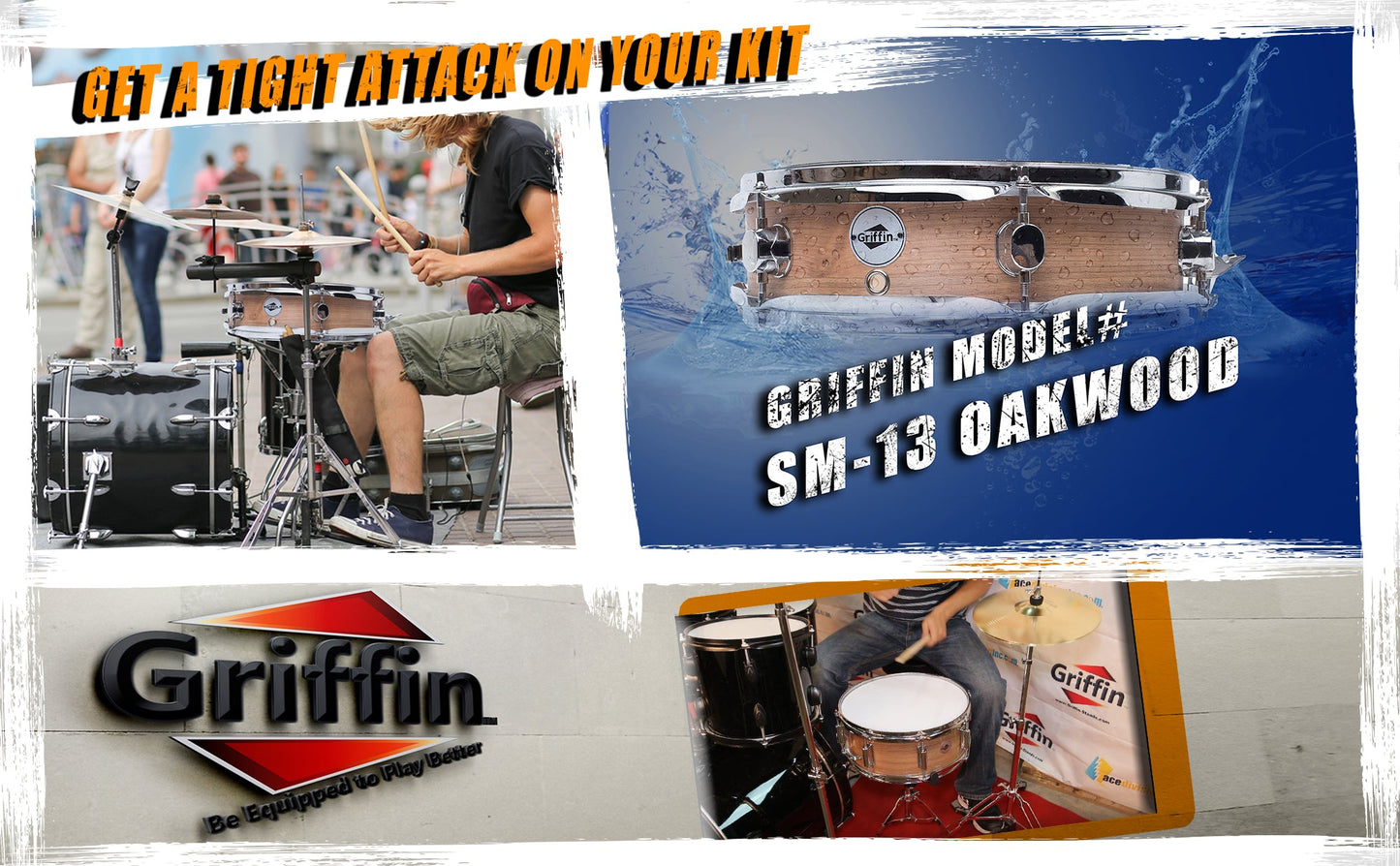 Piccolo Snare Drum 13" x 3.5" by GRIFFIN - 100% Poplar Shell with Oak Wood Finish & Coated Drum Head - Professional Marching Drummers Percussion