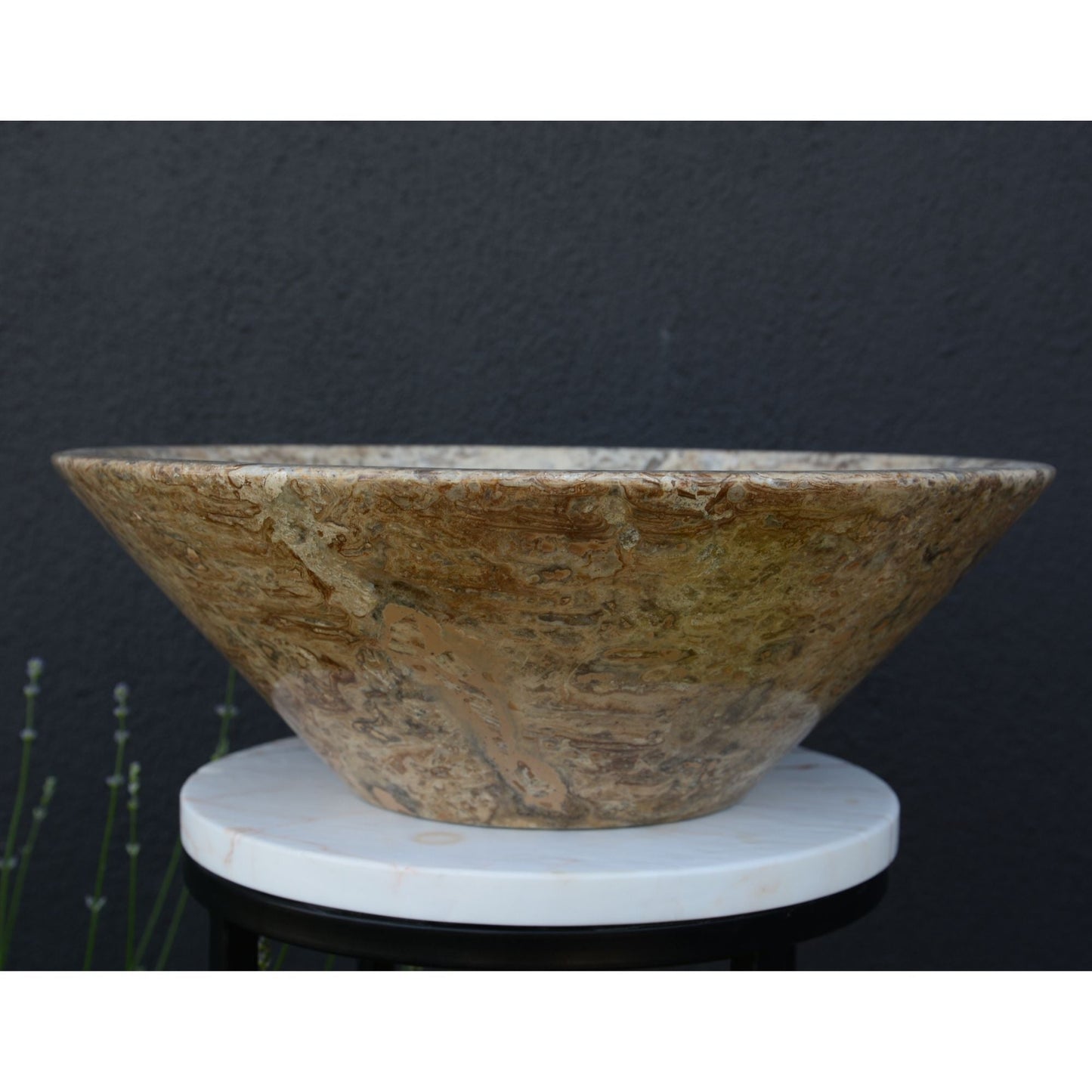 Handmade Valencia Travertine Conical Sink