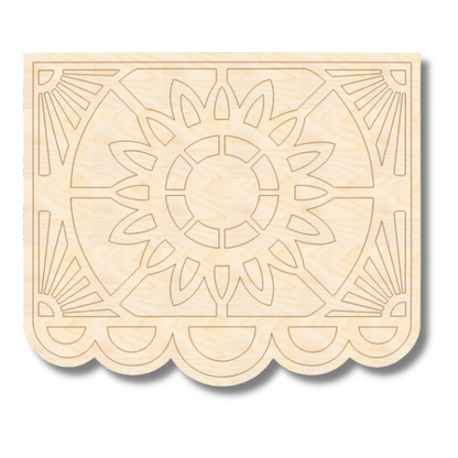 Unfinished Wood Etched Decoration Flag Shape | Paint By Line Crafts | up to 30" DIY