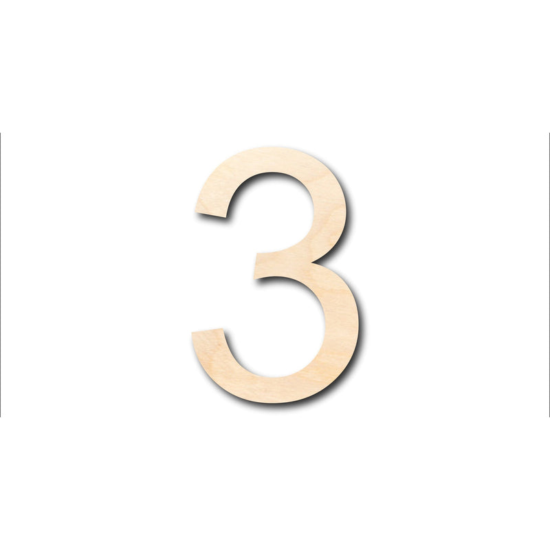 Unfinished Wood Arial Number 3 Shape - Craft - up to 46" DIY