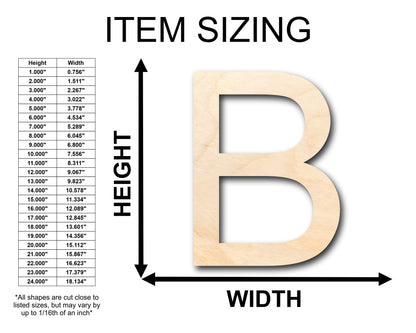 Unfinished Wood Arial Letter B Shape - Craft - up to 46" DIY