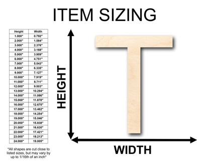 Unfinished Wood Arial Letter T Shape - Craft - up to 46" DIY