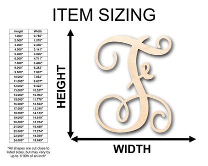 Unfinished Wood Monogram F Shape - Craft - up to 46" DIY