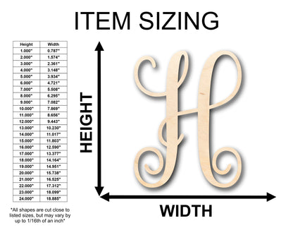 Unfinished Wood Monogram H Shape - Craft - up to 46" DIY