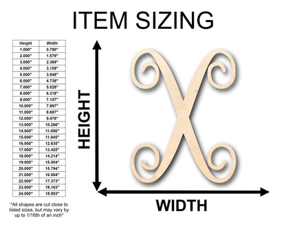 Unfinished Wood Monogram X Shape - Craft - up to 46" DIY